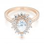 18k Rose Gold 18k Rose Gold Custom Double Halo Diamond Engagement Ring - Flat View -  103825 - Thumbnail