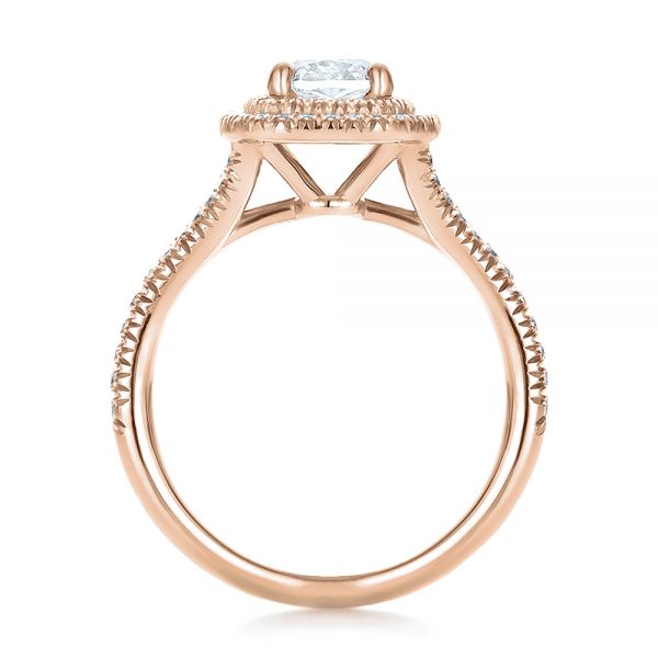 14k Rose Gold 14k Rose Gold Custom Double Halo Diamond Engagement Ring - Front View - 100613