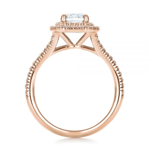 14k Rose Gold 14k Rose Gold Custom Double Halo Diamond Engagement Ring - Front View -  100613