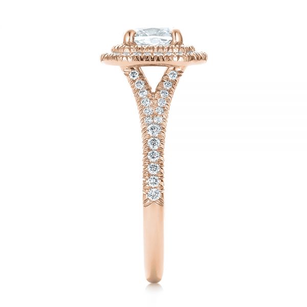 14k Rose Gold 14k Rose Gold Custom Double Halo Diamond Engagement Ring - Side View - 100613