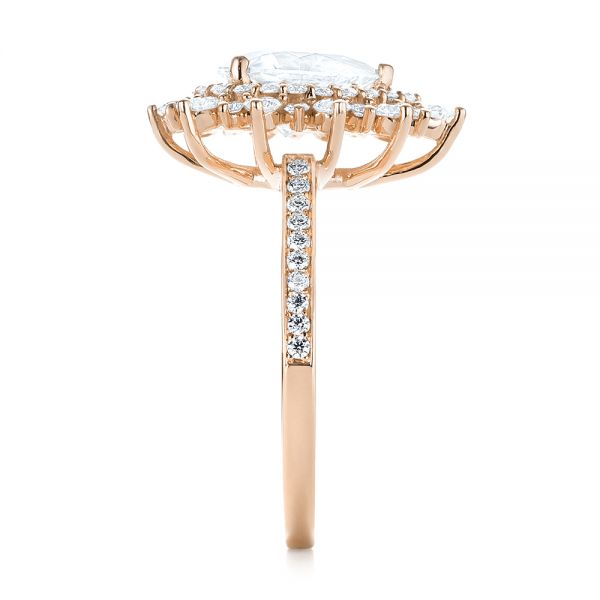 18k Rose Gold 18k Rose Gold Custom Double Halo Diamond Engagement Ring - Side View - 103825