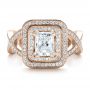 14k Rose Gold 14k Rose Gold Custom Double Halo Diamond Engagement Ring - Top View -  100598 - Thumbnail