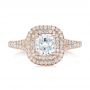 18k Rose Gold 18k Rose Gold Custom Double Halo Diamond Engagement Ring - Top View -  100613 - Thumbnail