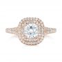 14k Rose Gold 14k Rose Gold Custom Double Halo Diamond Engagement Ring - Top View -  100613 - Thumbnail