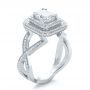 18k White Gold Custom Double Halo Diamond Engagement Ring - Three-Quarter View -  100598 - Thumbnail