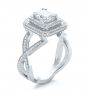  Platinum Platinum Custom Double Halo Diamond Engagement Ring - Three-Quarter View -  100598 - Thumbnail