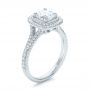 14k White Gold 14k White Gold Custom Double Halo Diamond Engagement Ring - Three-Quarter View -  100613 - Thumbnail
