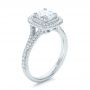  Platinum Custom Double Halo Diamond Engagement Ring - Three-Quarter View -  100613 - Thumbnail