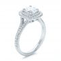 18k White Gold 18k White Gold Custom Double Halo Diamond Engagement Ring - Three-Quarter View -  100613 - Thumbnail