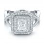  Platinum Platinum Custom Double Halo Diamond Engagement Ring - Flat View -  100598 - Thumbnail