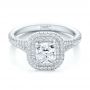 18k White Gold 18k White Gold Custom Double Halo Diamond Engagement Ring - Flat View -  100613 - Thumbnail