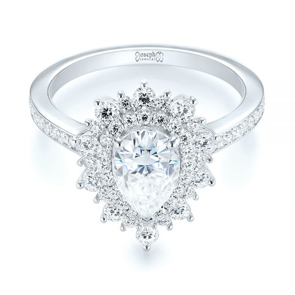 Platinum Platinum Custom Double Halo Diamond Engagement Ring - Flat View - 103825