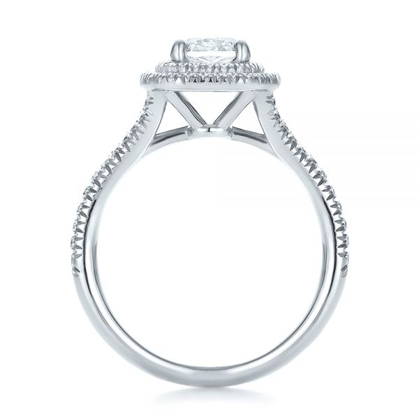 Platinum Custom Double Halo Diamond Engagement Ring - Front View - 100613