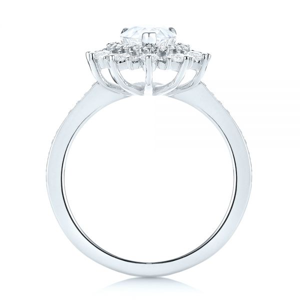 18k White Gold 18k White Gold Custom Double Halo Diamond Engagement Ring - Front View -  103825
