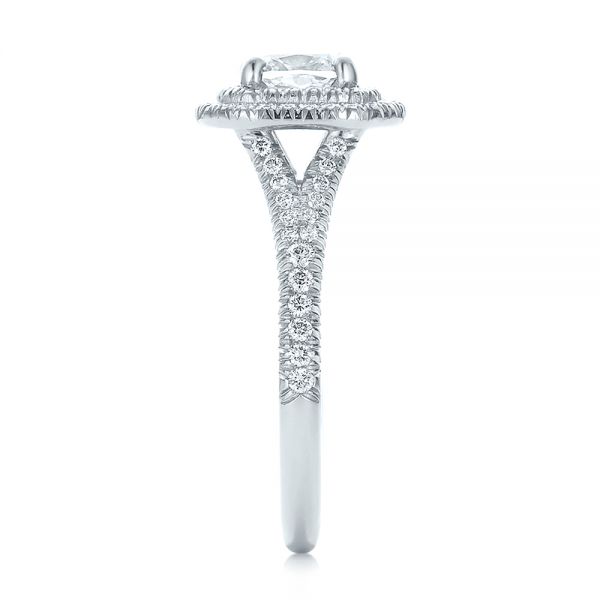 14k White Gold 14k White Gold Custom Double Halo Diamond Engagement Ring - Side View -  100613