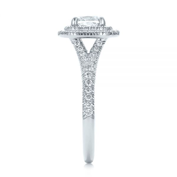  Platinum Custom Double Halo Diamond Engagement Ring - Side View -  100613