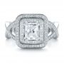 14k White Gold 14k White Gold Custom Double Halo Diamond Engagement Ring - Top View -  100598 - Thumbnail