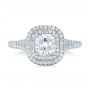 14k White Gold 14k White Gold Custom Double Halo Diamond Engagement Ring - Top View -  100613 - Thumbnail