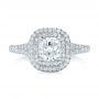 18k White Gold 18k White Gold Custom Double Halo Diamond Engagement Ring - Top View -  100613 - Thumbnail