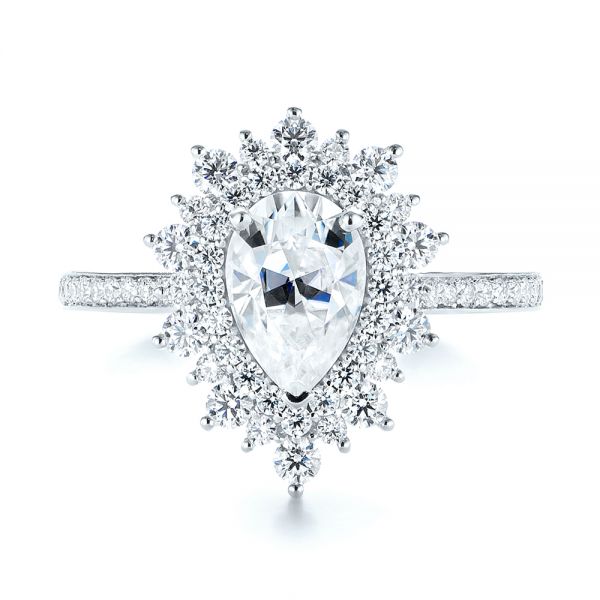 18k White Gold 18k White Gold Custom Double Halo Diamond Engagement Ring - Top View -  103825