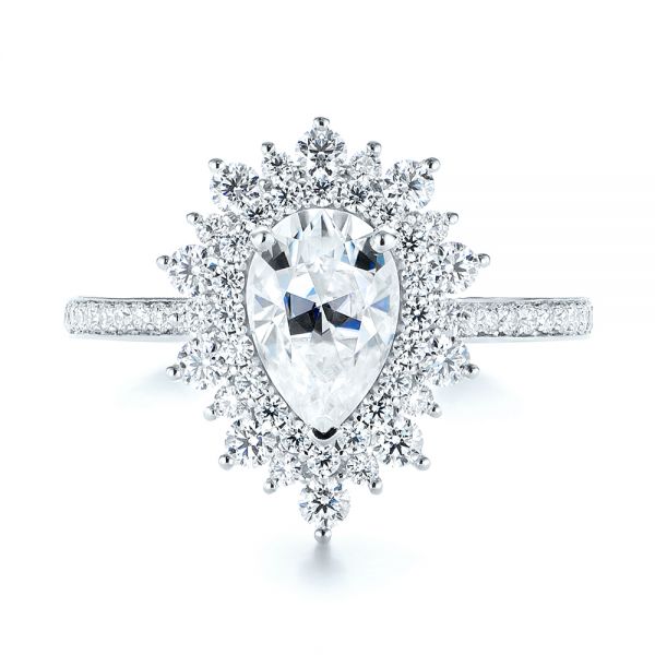 Platinum Platinum Custom Double Halo Diamond Engagement Ring - Top View - 103825