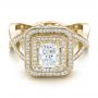 14k Yellow Gold 14k Yellow Gold Custom Double Halo Diamond Engagement Ring - Flat View -  100598 - Thumbnail