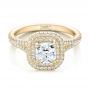 14k Yellow Gold 14k Yellow Gold Custom Double Halo Diamond Engagement Ring - Flat View -  100613 - Thumbnail