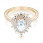 14k Yellow Gold Custom Double Halo Diamond Engagement Ring - Flat View -  103825 - Thumbnail