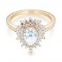 18k Yellow Gold 18k Yellow Gold Custom Double Halo Diamond Engagement Ring - Flat View -  103825 - Thumbnail