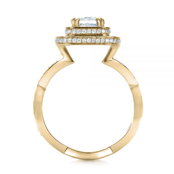 14k Yellow Gold 14k Yellow Gold Custom Double Halo Diamond Engagement Ring - Front View - 100598