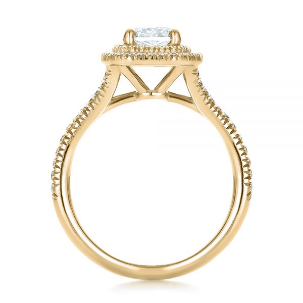14k Yellow Gold 14k Yellow Gold Custom Double Halo Diamond Engagement Ring - Front View -  100613