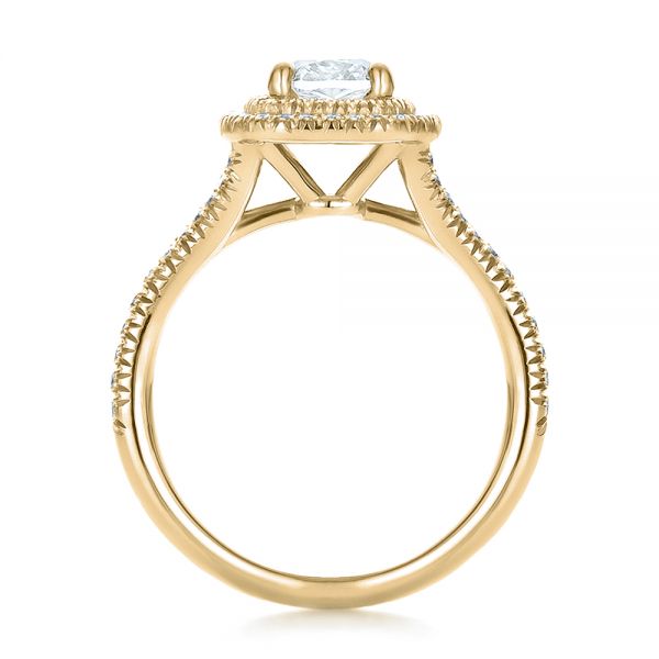 18k Yellow Gold 18k Yellow Gold Custom Double Halo Diamond Engagement Ring - Front View -  100613