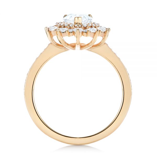 14k Yellow Gold Custom Double Halo Diamond Engagement Ring - Front View -  103825