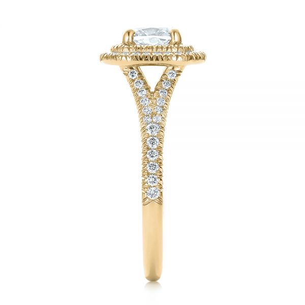 18k Yellow Gold 18k Yellow Gold Custom Double Halo Diamond Engagement Ring - Side View -  100613