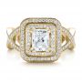 14k Yellow Gold 14k Yellow Gold Custom Double Halo Diamond Engagement Ring - Top View -  100598 - Thumbnail