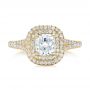 14k Yellow Gold 14k Yellow Gold Custom Double Halo Diamond Engagement Ring - Top View -  100613 - Thumbnail