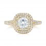 18k Yellow Gold 18k Yellow Gold Custom Double Halo Diamond Engagement Ring - Top View -  100613 - Thumbnail