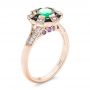 18k Rose Gold 18k Rose Gold Custom Emerald Black And White Diamond Engagement Ring - Three-Quarter View -  103208 - Thumbnail
