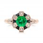 14k Rose Gold 14k Rose Gold Custom Emerald Black And White Diamond Engagement Ring - Top View -  103208 - Thumbnail