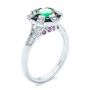 18k White Gold 18k White Gold Custom Emerald Black And White Diamond Engagement Ring - Three-Quarter View -  103208 - Thumbnail