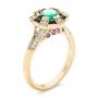 18k Yellow Gold 18k Yellow Gold Custom Emerald Black And White Diamond Engagement Ring - Three-Quarter View -  103208 - Thumbnail