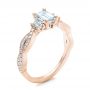 18k Rose Gold 18k Rose Gold Custom Emerald Cut Diamond Engagement Ring - Three-Quarter View -  101440 - Thumbnail