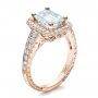 18k Rose Gold 18k Rose Gold Custom Emerald Cut Diamond Engagement Ring - Three-Quarter View -  1478 - Thumbnail