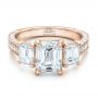 18k Rose Gold 18k Rose Gold Custom Emerald Cut Diamond Engagement Ring - Flat View -  100723 - Thumbnail