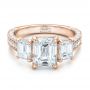 18k Rose Gold 18k Rose Gold Custom Emerald Cut Diamond Engagement Ring - Flat View -  100723 - Thumbnail