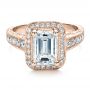 18k Rose Gold 18k Rose Gold Custom Emerald Cut Diamond Engagement Ring - Flat View -  1478 - Thumbnail