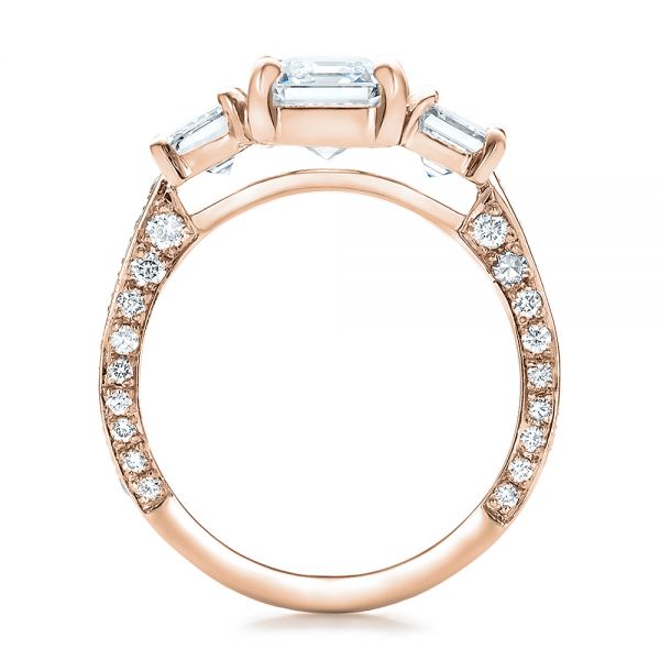 14k Rose Gold 14k Rose Gold Custom Emerald Cut Diamond Engagement Ring - Front View -  100723