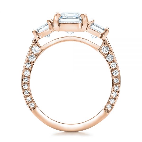 14k Rose Gold 14k Rose Gold Custom Emerald Cut Diamond Engagement Ring - Front View - 100723