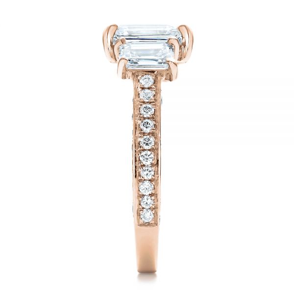 14k Rose Gold 14k Rose Gold Custom Emerald Cut Diamond Engagement Ring - Side View -  100723