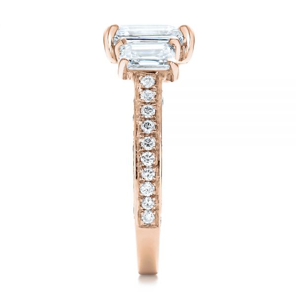 14k Rose Gold 14k Rose Gold Custom Emerald Cut Diamond Engagement Ring - Side View - 100723